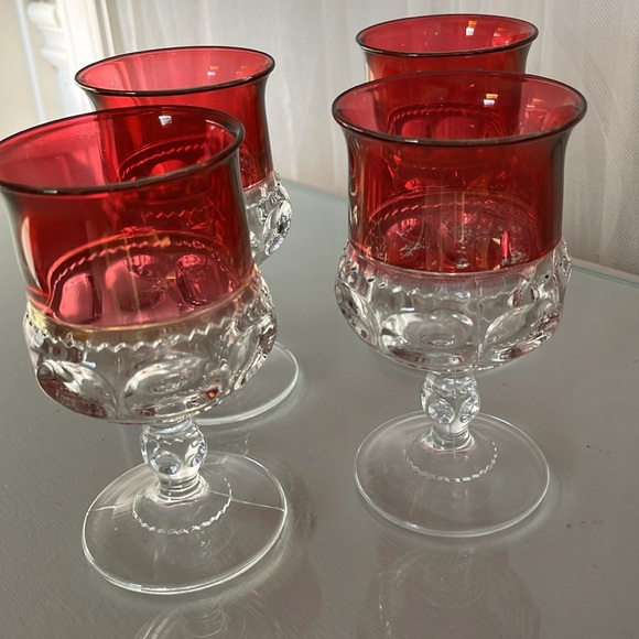 Vintage Ruby Red Kings Crown Juice Glasses - Picture 8 of 8